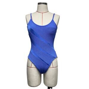 Vintage Mainstream Womens Size 12 Blue One Piece Bathing Suit